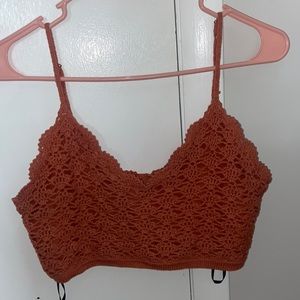 Burnt orange knitted crop top